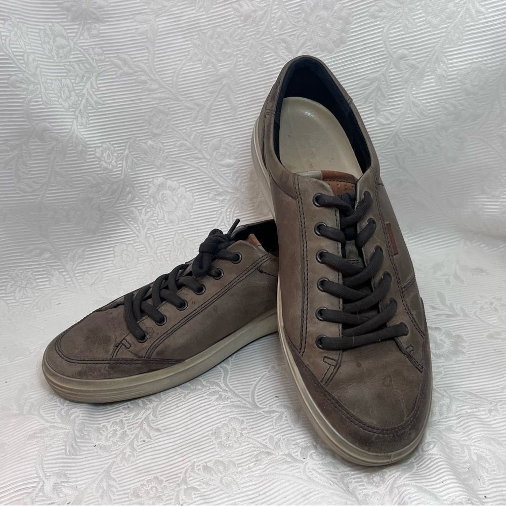 Ecco Soft 7 City Men's Sneakers Brown Size 12 US 46 EU Leather Lace Up Street‎